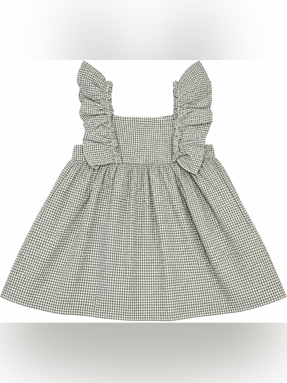 Jamie Kay Baby Girls Moss Cream Gingham Ruffle Dress 1Y Cotton Lined NWT